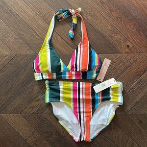 Anne Cole NWT  Striped Bikini Size M Top / Size L Bottom
